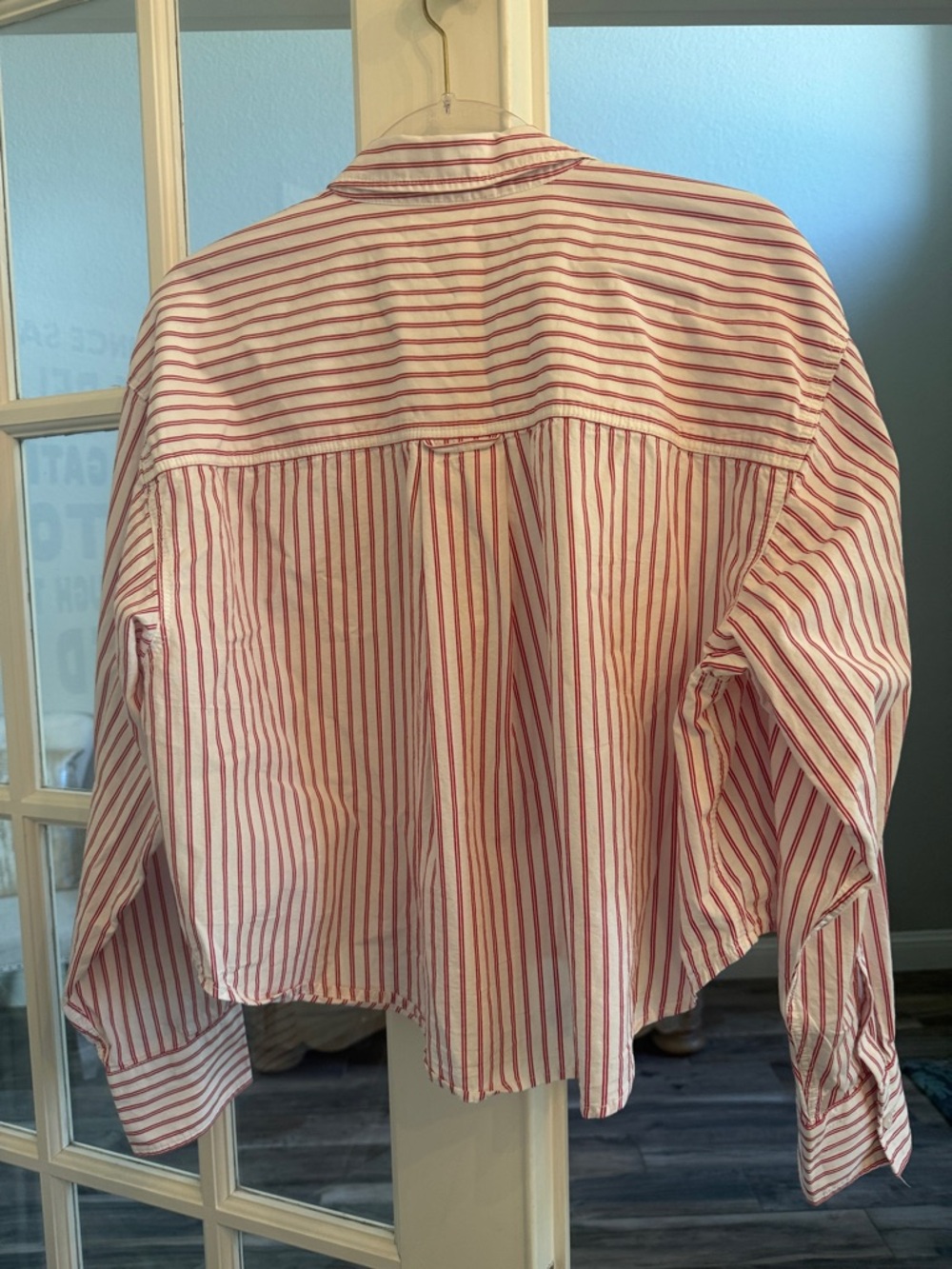 J. Crew Red and White Striped Cotton Button-Down Shirt Size M - Picture 6 of 9